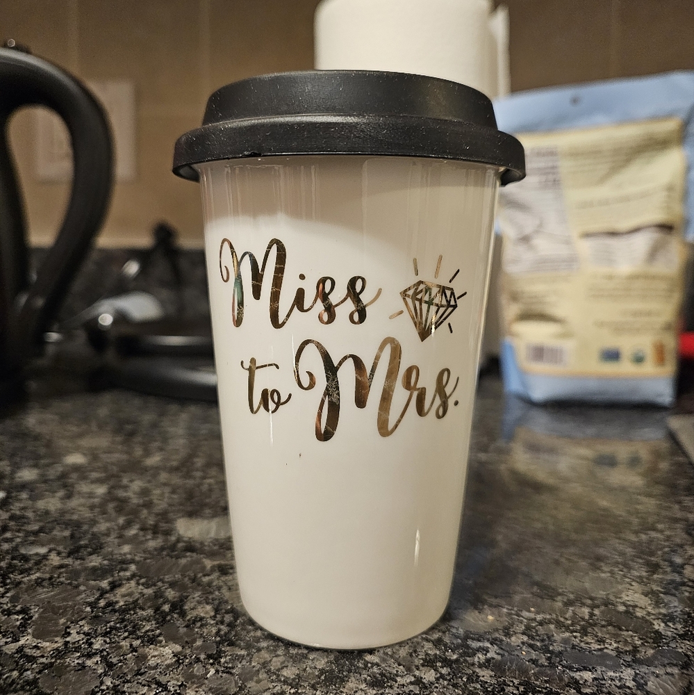 Miss to Mrs. Ceramic Travel Mug Lillian Rose